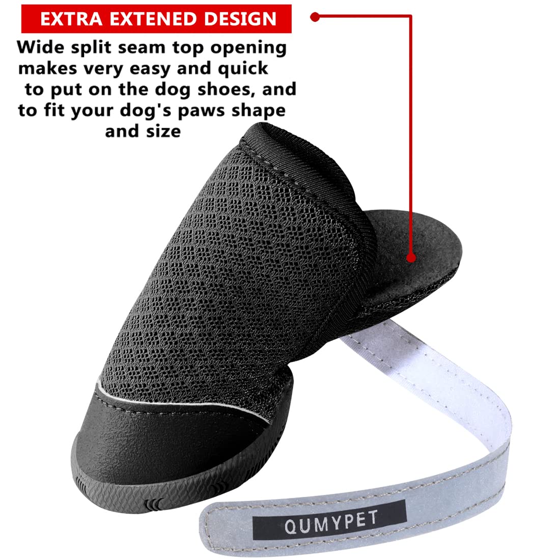 QUMY 4PCS Dog Shoes for Small Dogs, Hot Pavement Summer Puppy Dog Boots & Paw Protectors with Soft Anti-Slip Rubber Sole, Mesh B